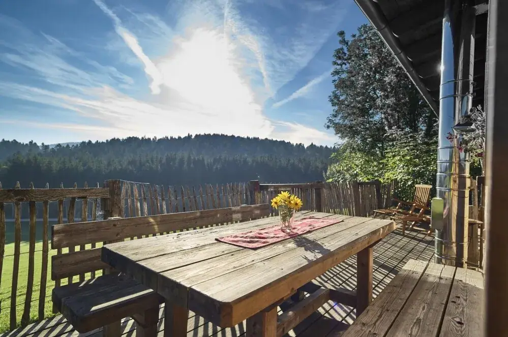 Ausblick von der Terrasse über den Bayerischen Wald